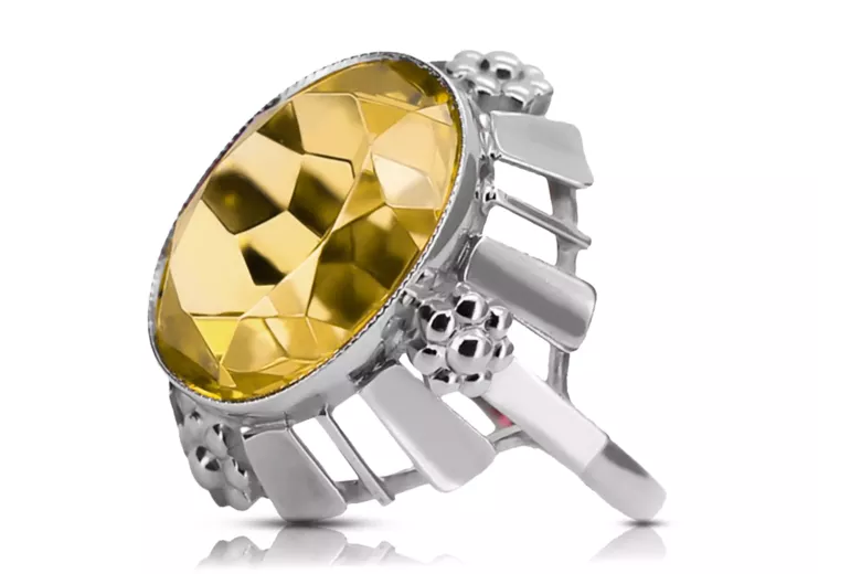 Ring Yellow Peridot Sterling silver 925 Vintage craft vrc043s